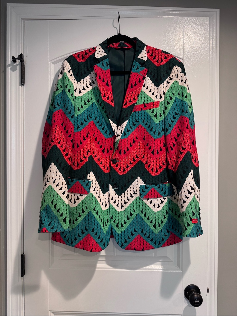 Shinesty Multicolor Chevron blazer - Bold Red, Green, Teal, black & White, Sz 42